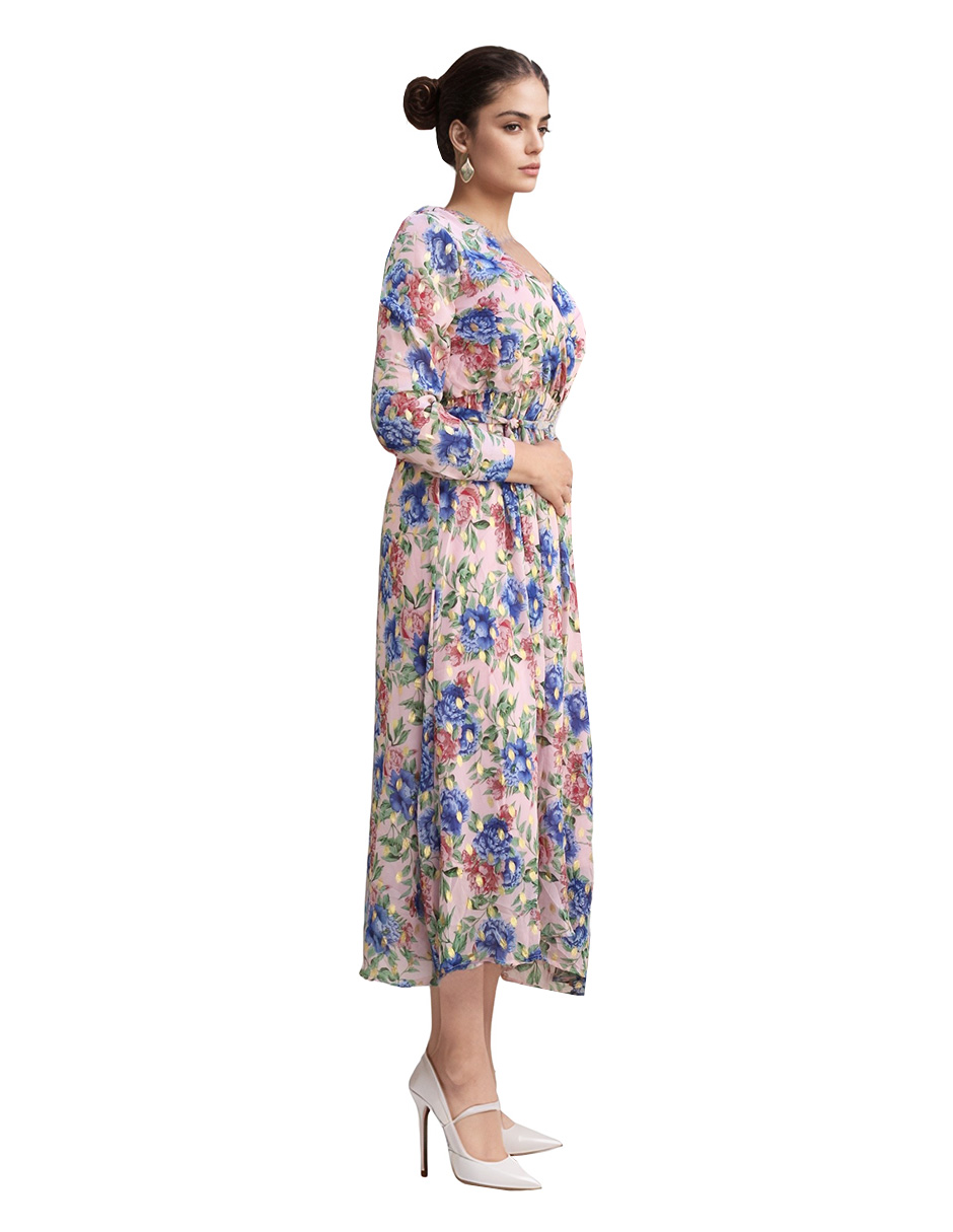 Foto 2 | Vestido Casual Midi De Chifón Diseño Floral