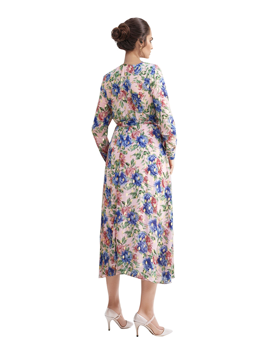 Foto 4 pulgar | Vestido Casual Midi De Chifón Diseño Floral
