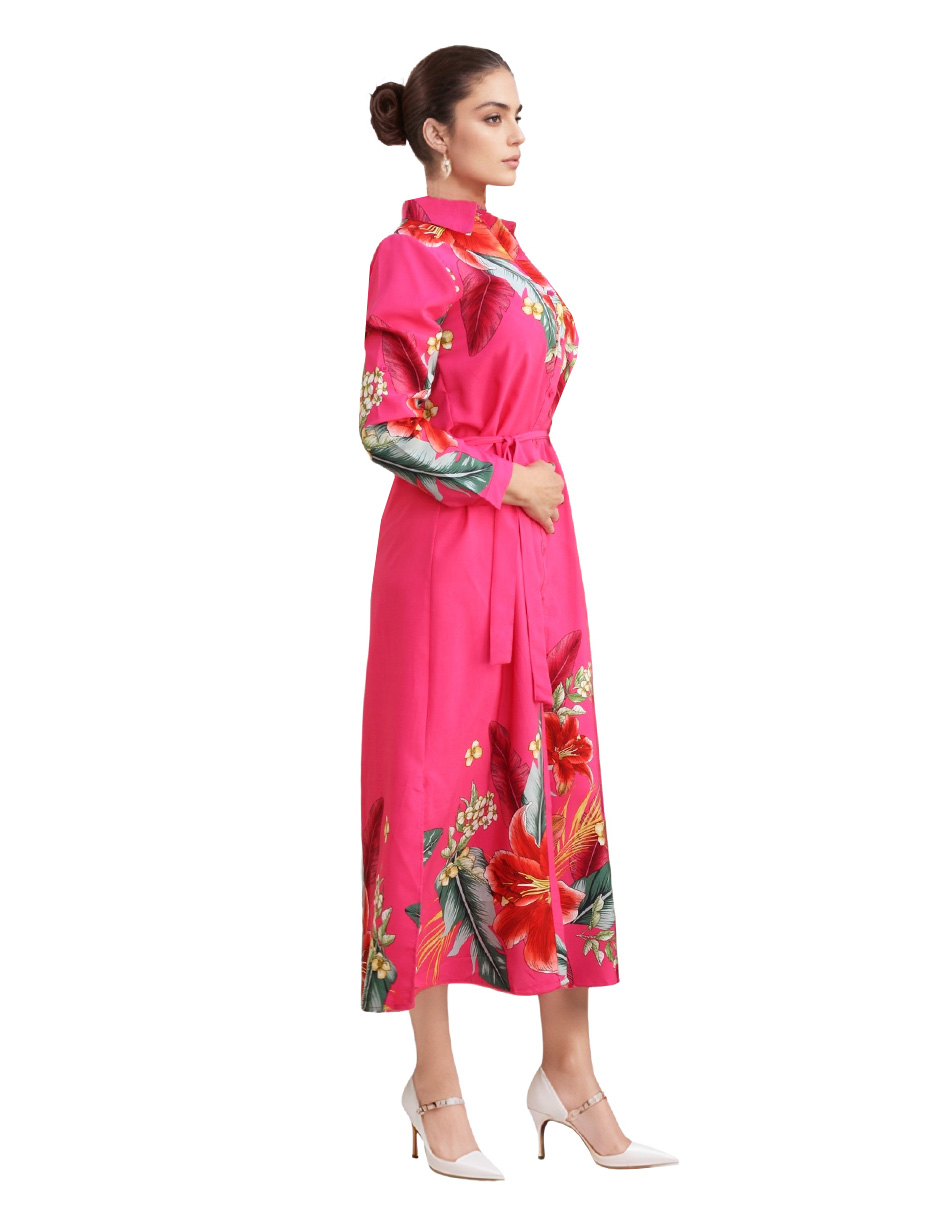 Foto 4 pulgar | Vestido Camisero Casual Estampado Floral