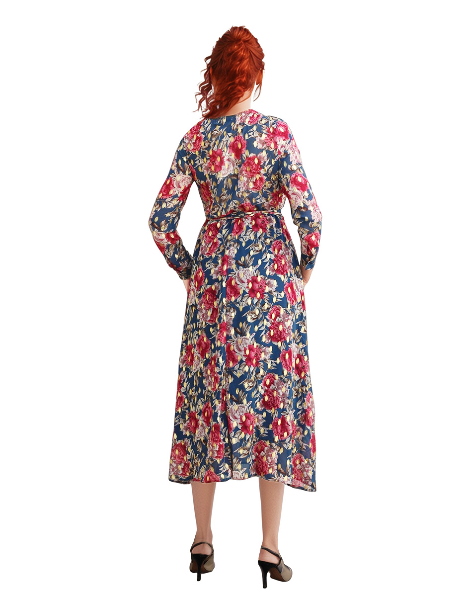 Foto 4 pulgar | Vestido Casual Midi De Chifón Diseño Floral