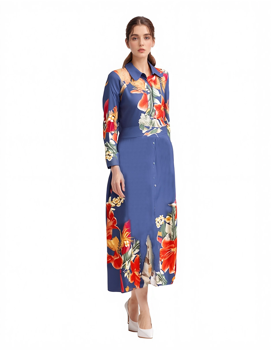 Foto 1 | Vestido Camisero Casual Estampado Floral