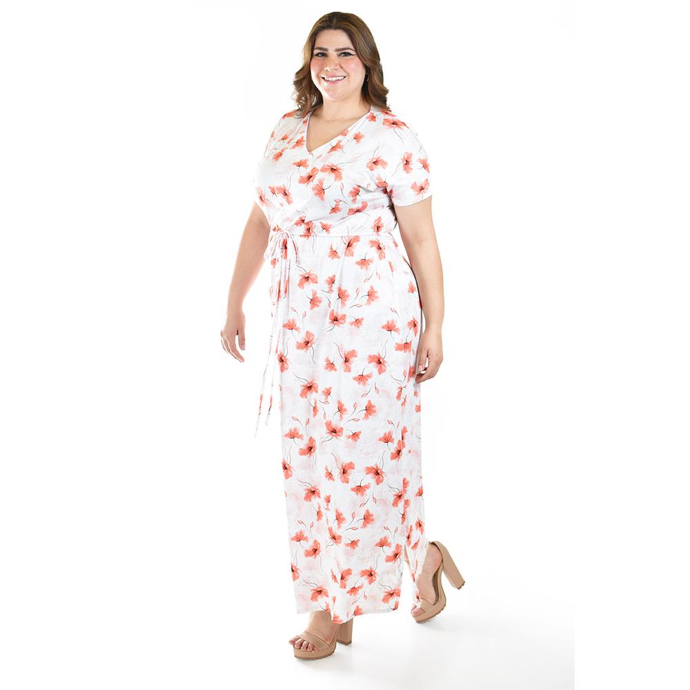 Foto 2 | Maxi Vestido Estampado Flores Roman Fashion /tallas Extras, 4331 (naranja) Naranja