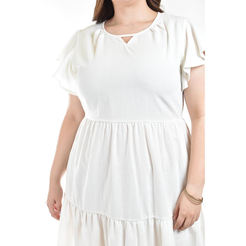 Foto 6 pulgar | Vestido De Lino Con Volantes Roman Fashion /tallas Extras, 4355 (blanco) Blanco