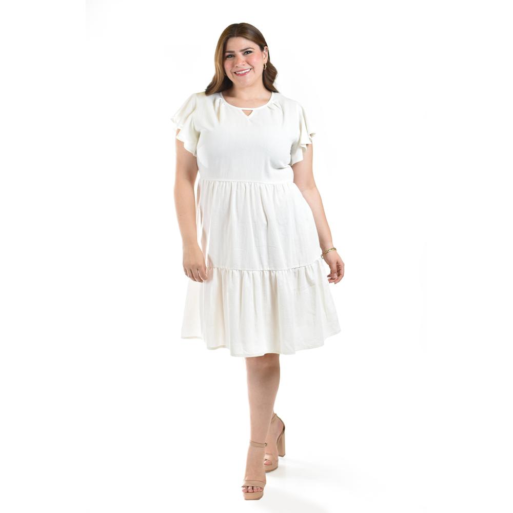 Foto 7 pulgar | Vestido De Lino Con Volantes Roman Fashion /tallas Extras, 4355 (blanco) Blanco