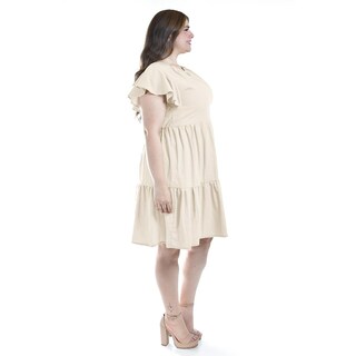 Foto 2 | Vestido De Lino Con Volantes Roman Fashion /tallas Extras, 4355 (beige) Beige