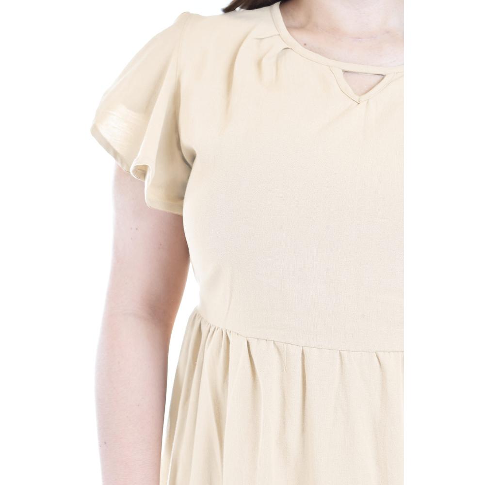 Foto 5 pulgar | Vestido De Lino Con Volantes Roman Fashion /tallas Extras, 4355 (beige) Beige