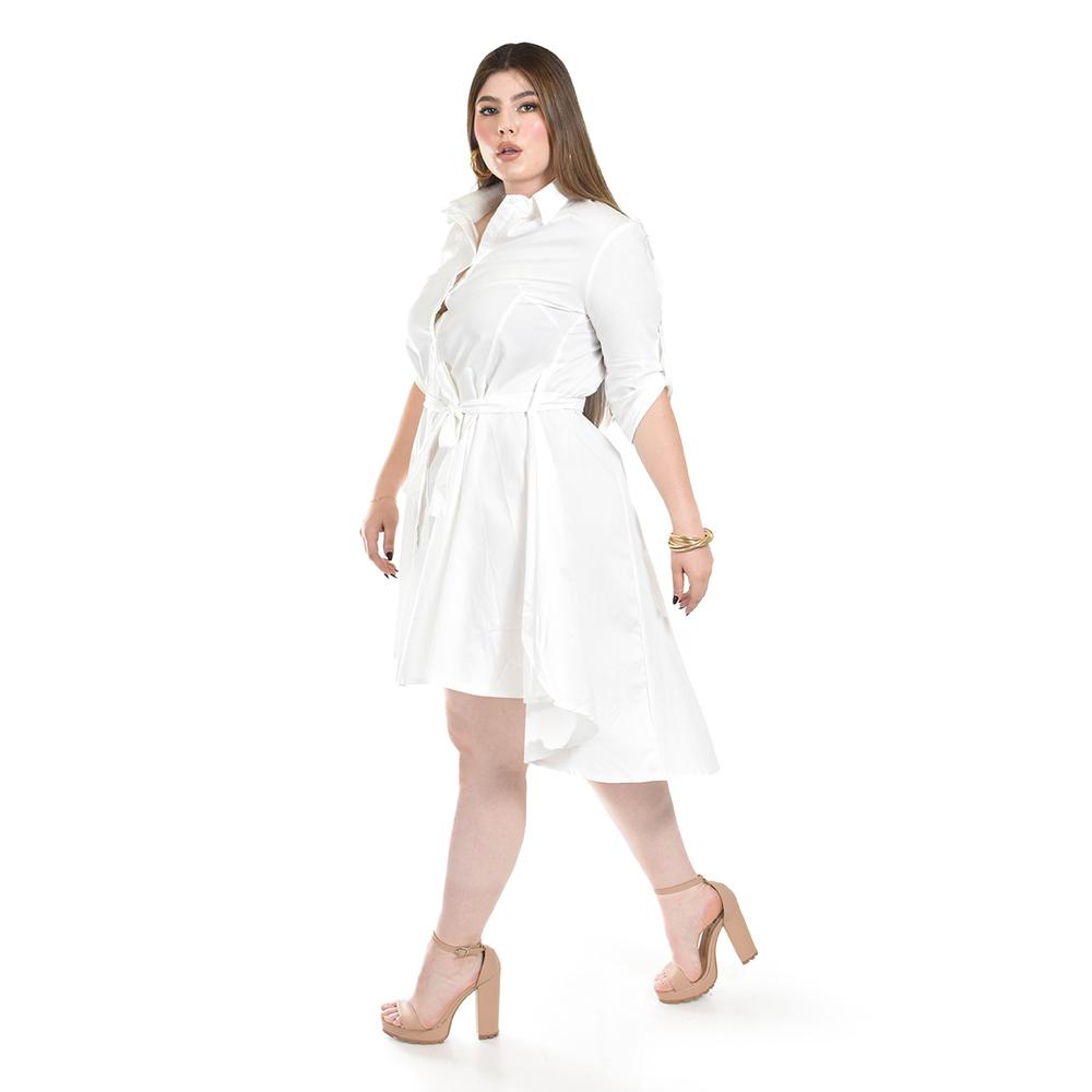 Foto 3 pulgar | Vestido Asimetrico Roman Fashion /tallas Extras, 9514 (blanco) Blanco