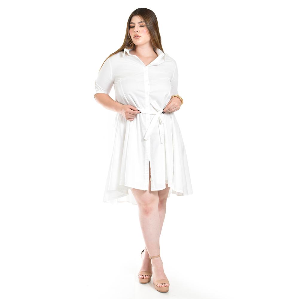 Foto 5 pulgar | Vestido Asimetrico Roman Fashion /tallas Extras, 9514 (blanco) Blanco