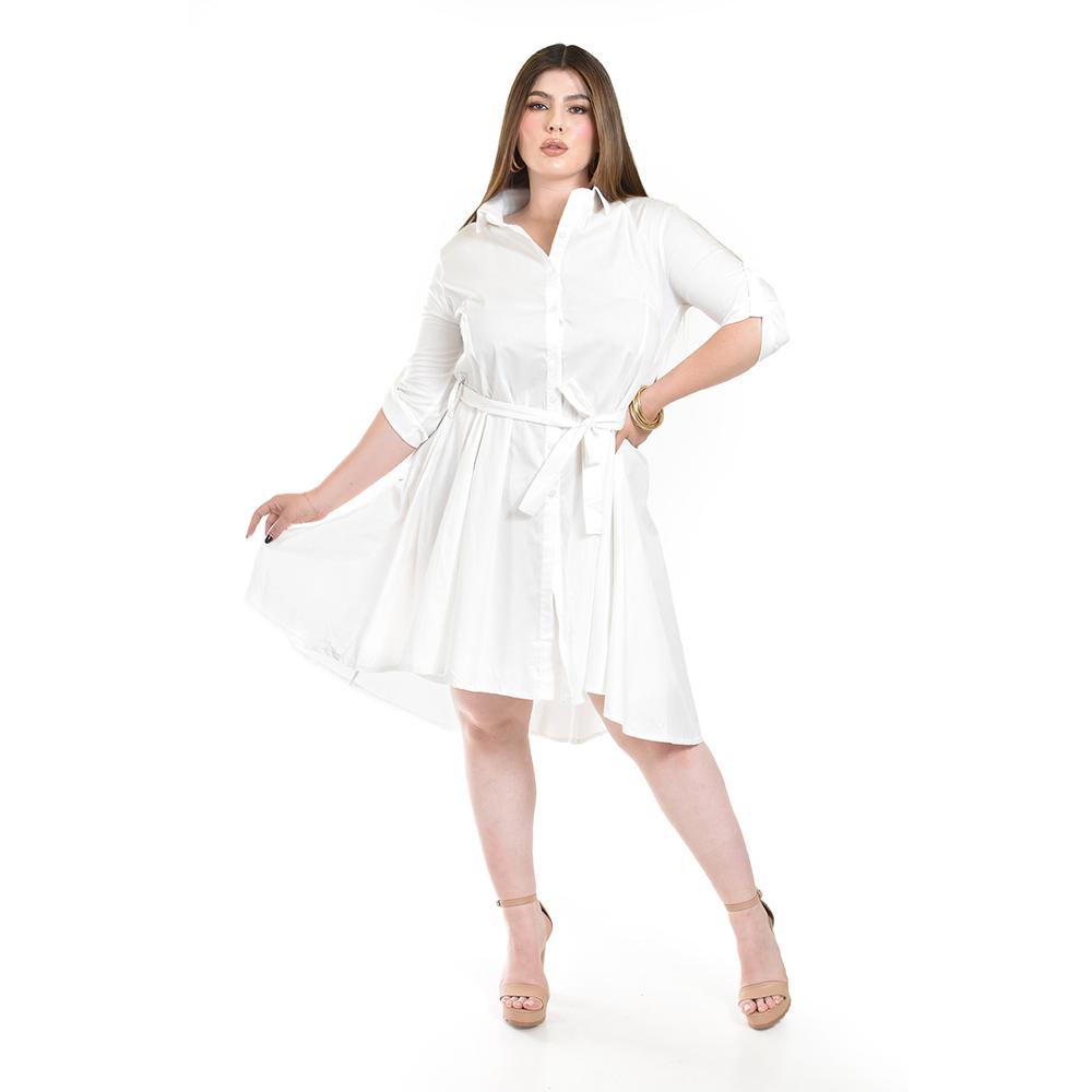 Foto 6 pulgar | Vestido Asimetrico Roman Fashion /tallas Extras, 9514 (blanco) Blanco