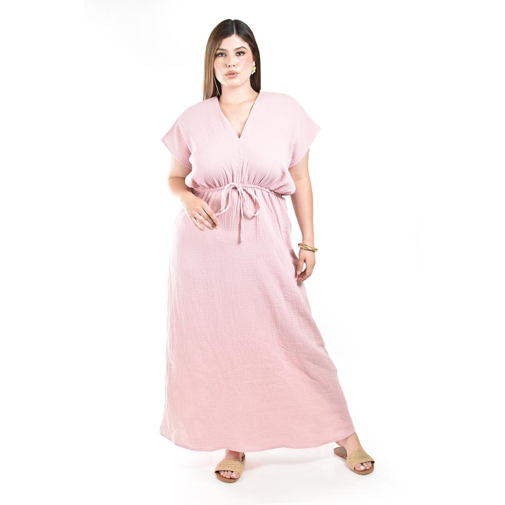Foto 2 pulgar | Maxi Vestido De Algodon Roman Fashion /tallas Extras, 4365 (palo De Rosa) Rosa