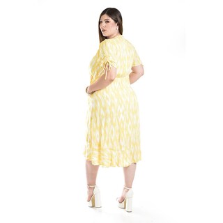 Foto 2 | Vestido Cruzado Con Textura Roman Fashion /tallas Extras, 9234 (amarillo) Amarillo
