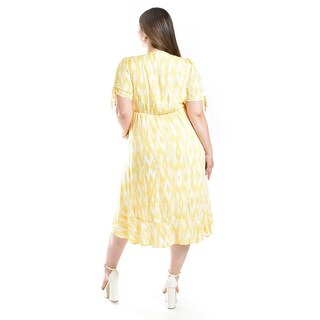 Foto 3 | Vestido Cruzado Con Textura Roman Fashion /tallas Extras, 9234 (amarillo) Amarillo