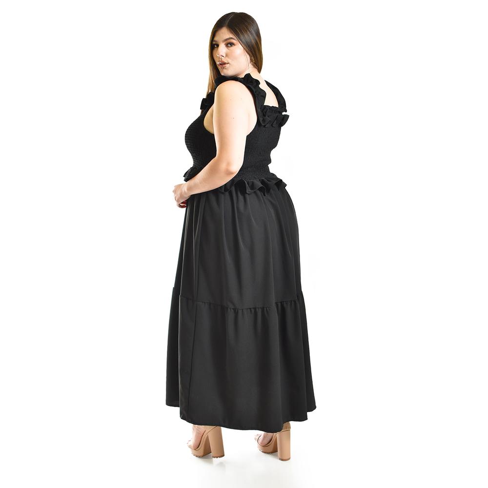 Foto 4 pulgar | Vestido Largo Con Olanes Roman Fashion/ Tallas Extras, 4360 (negro) Negro