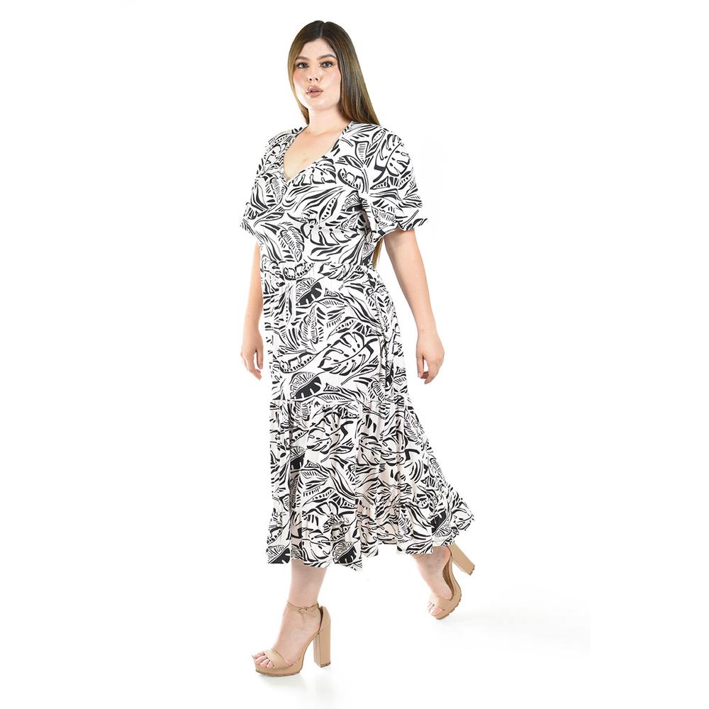 Foto 2 | Vestido Midi Estampado Roman Fashion /tallas Extras, 4285 (blanco /negro) Negro
