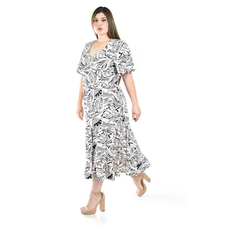 Foto 2 | Vestido Midi Estampado Roman Fashion /tallas Extras, 4285 (blanco /negro) Negro