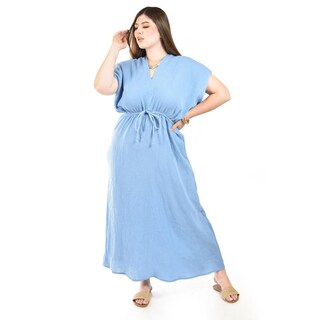 Foto 1 | Maxi Vestido De Algodon Roman Fashion /tallas Extras, 4365 (azul Claro) Azul