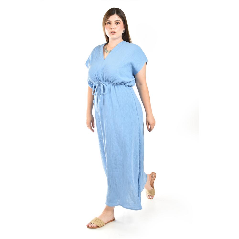 Foto 3 pulgar | Maxi Vestido De Algodon Roman Fashion /tallas Extras, 4365 (azul Claro) Azul