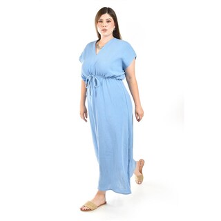 Foto 2 | Maxi Vestido De Algodon Roman Fashion /tallas Extras, 4365 (azul Claro) Azul