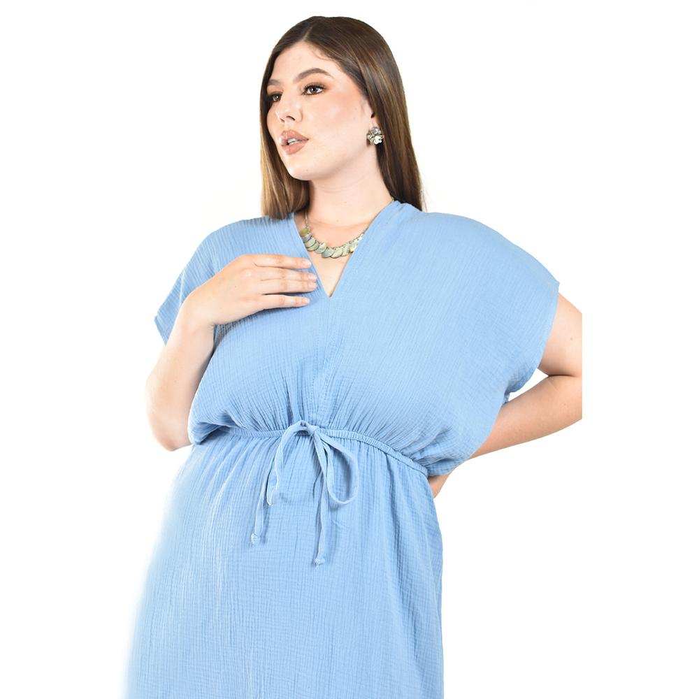 Foto 5 pulgar | Maxi Vestido De Algodon Roman Fashion /tallas Extras, 4365 (azul Claro) Azul