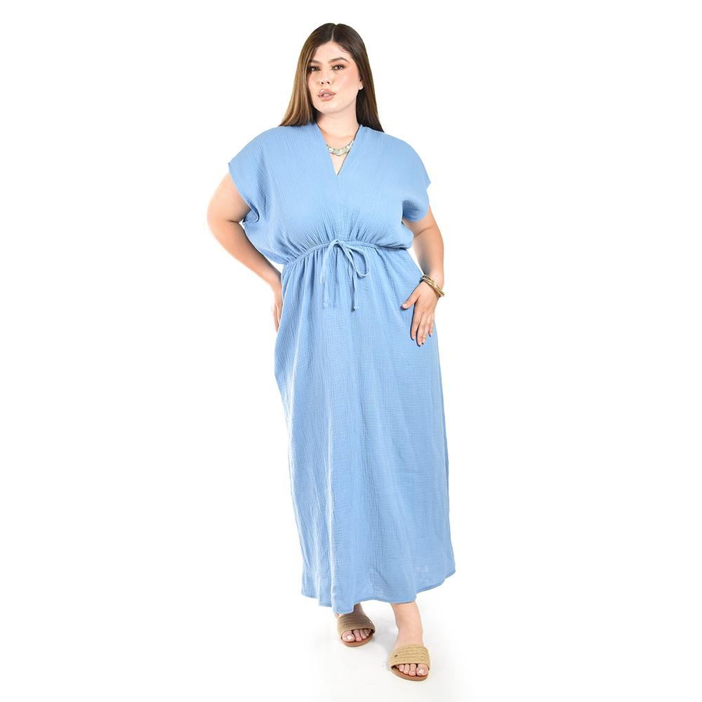 Foto 5 | Maxi Vestido De Algodon Roman Fashion /tallas Extras, 4365 (azul Claro) Azul