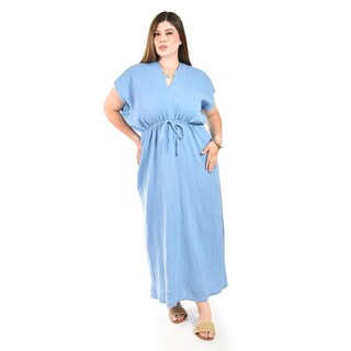 Foto 5 | Maxi Vestido De Algodon Roman Fashion /tallas Extras, 4365 (azul Claro) Azul