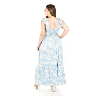 Foto 3 | Maxi Vestido Floreado Roman Fashion /tallas Extras, 4335 (azul Cielo) Azul