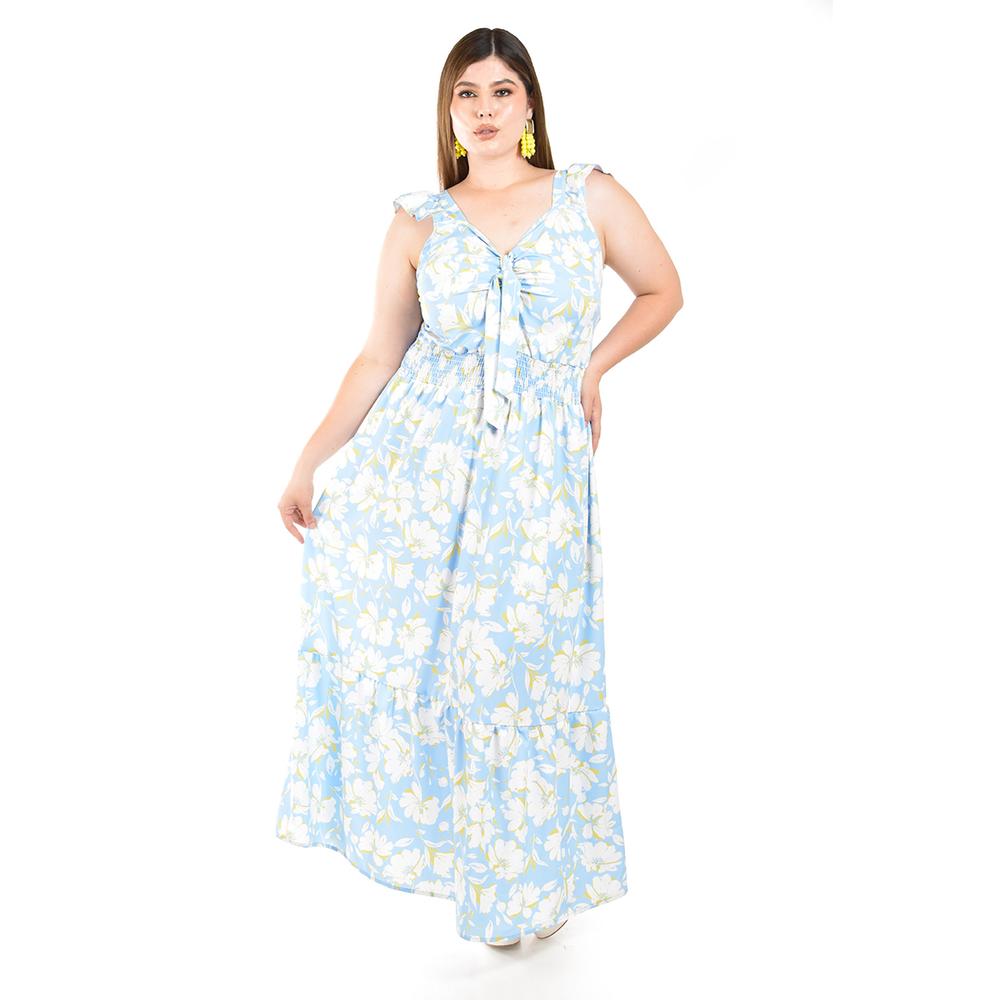 Foto 5 | Maxi Vestido Floreado Roman Fashion /tallas Extras, 4335 (azul Cielo) Azul