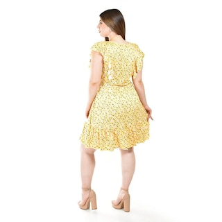 Foto 3 | Vestido Floral con Volantes Roman Fashion Amarillo para Mujer