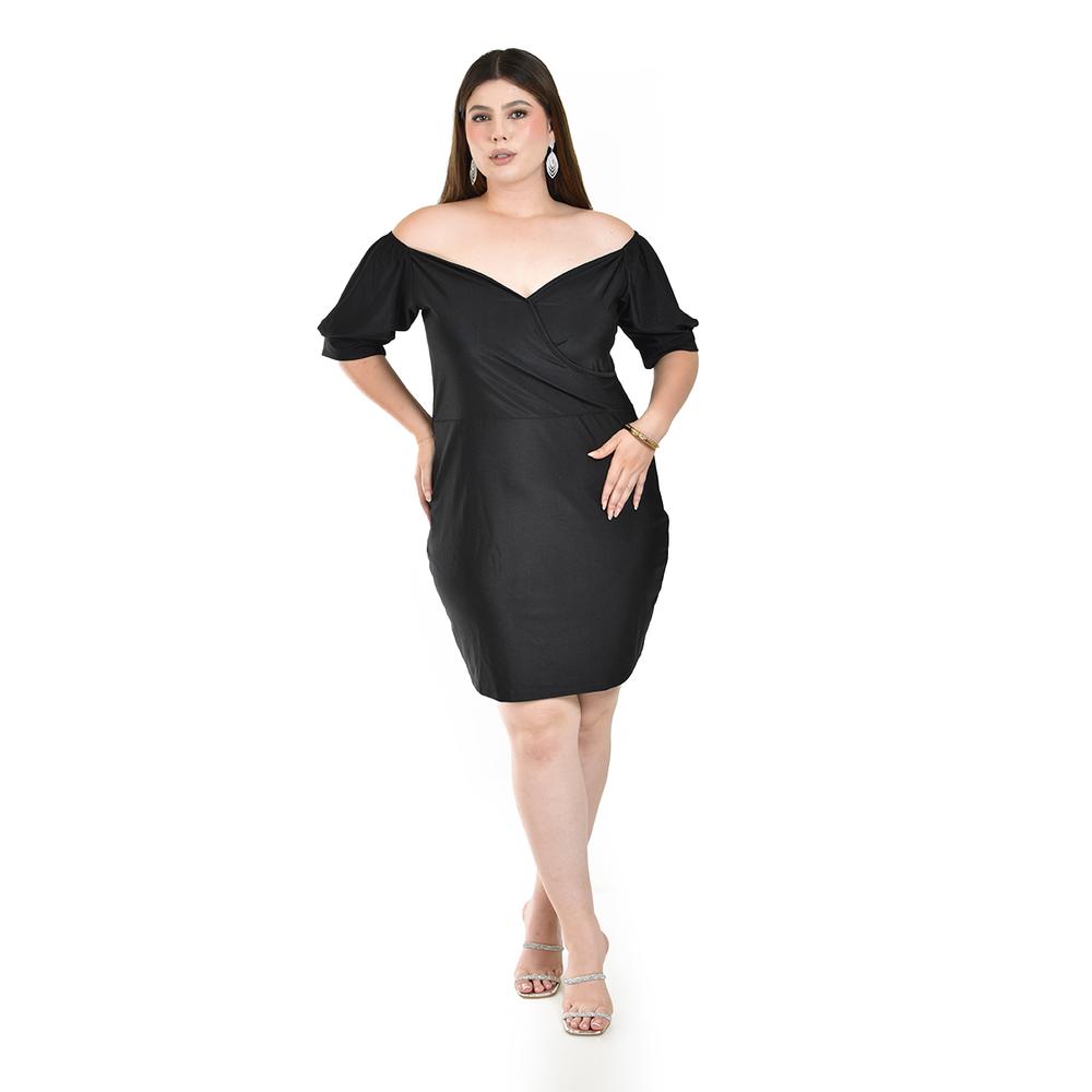 Foto 5 | Vestido Escote Cruzado Roman Fashion Negro para Mujer