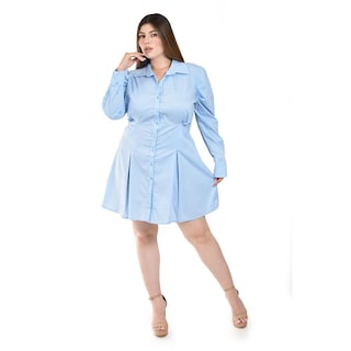Foto 4 | Vestido de Popelina Roman Fashion Azul Cielo