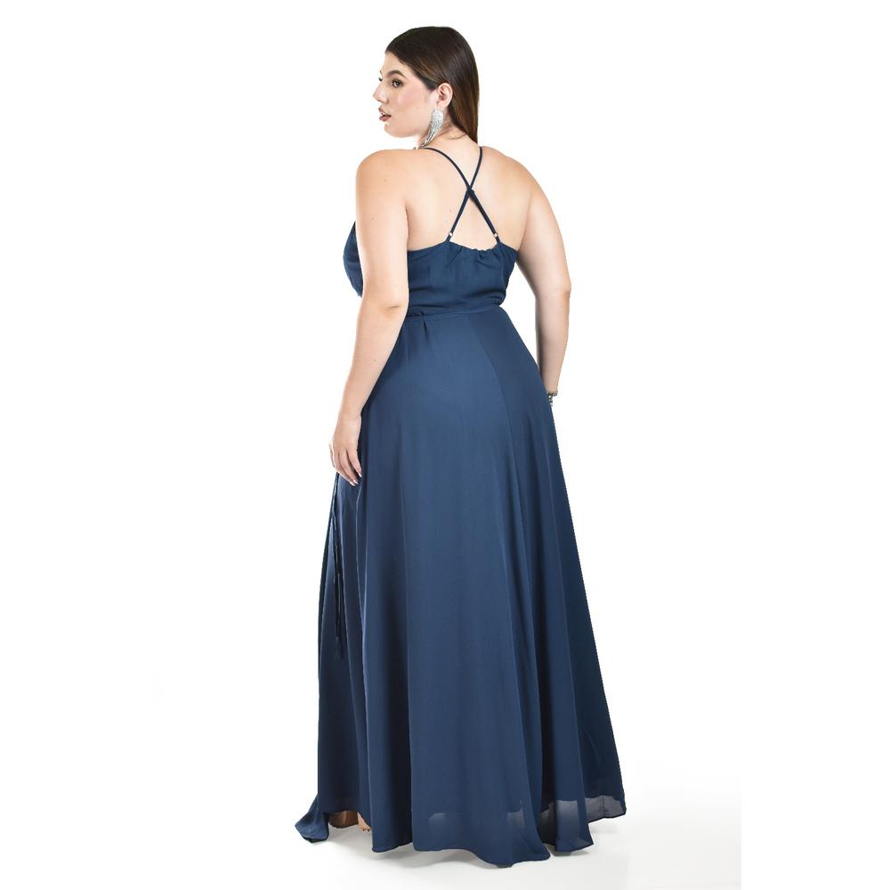 Foto 4 pulgar | Vestido de Fiesta Roman Fashion Azul Marino
