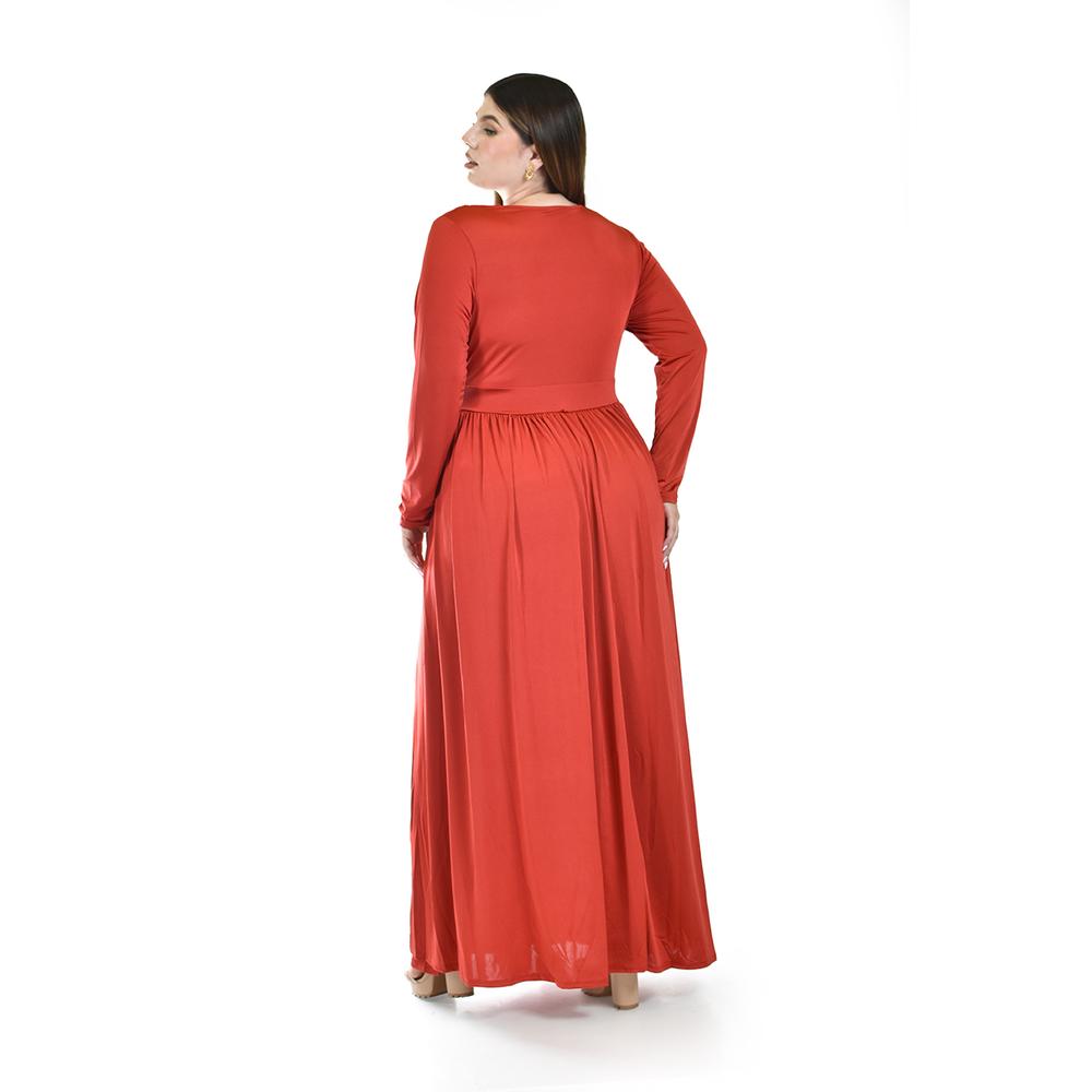 Foto 4 pulgar | Maxivestido Roman Fashion Naranja con Abertura para Mujer