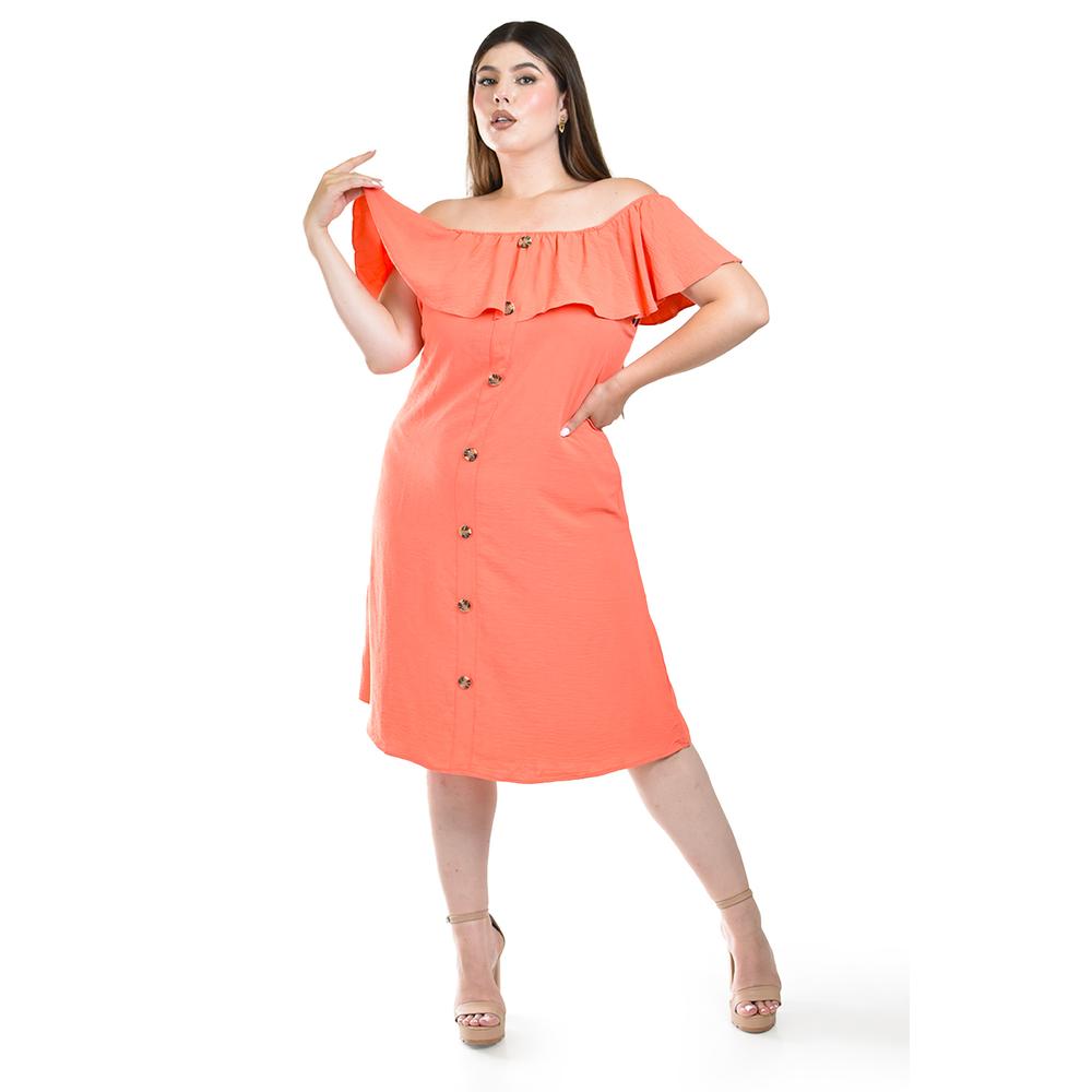 Vestido con Botones Roman Fashion Coral