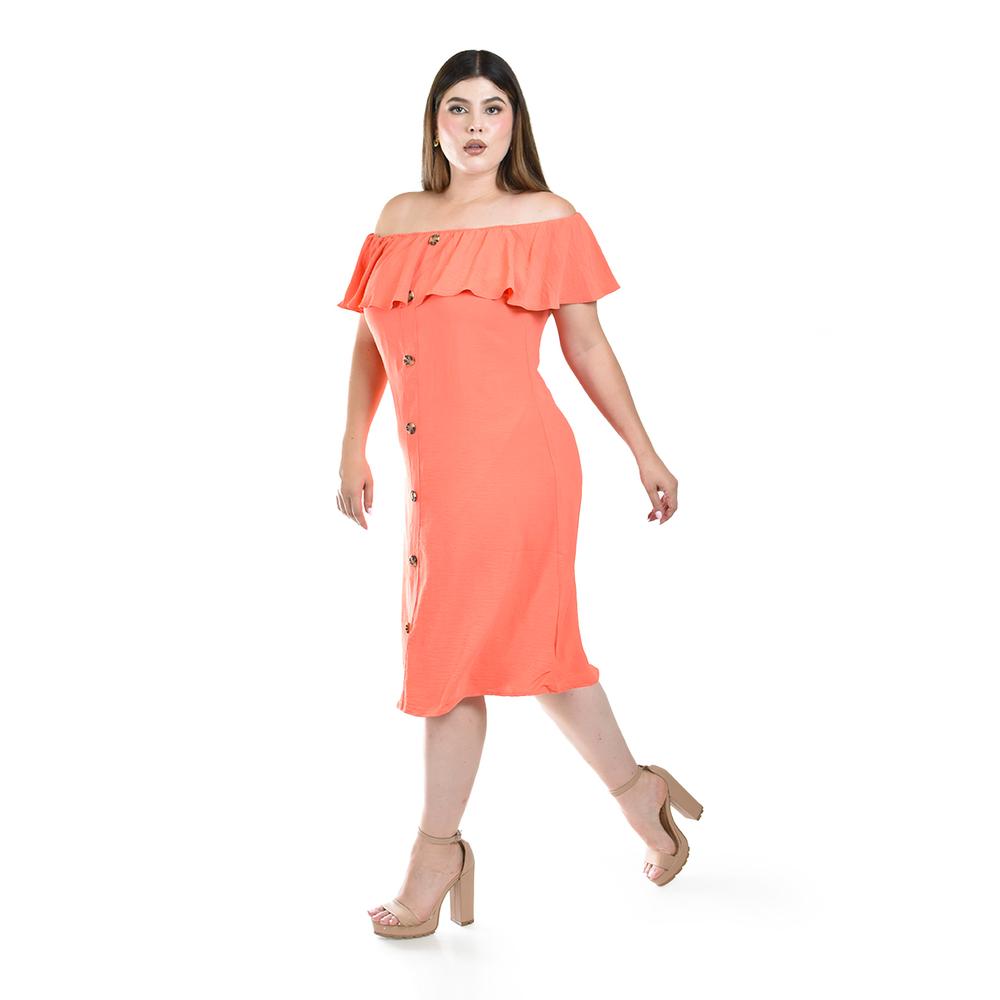 Foto 3 pulgar | Vestido con Botones Roman Fashion Coral