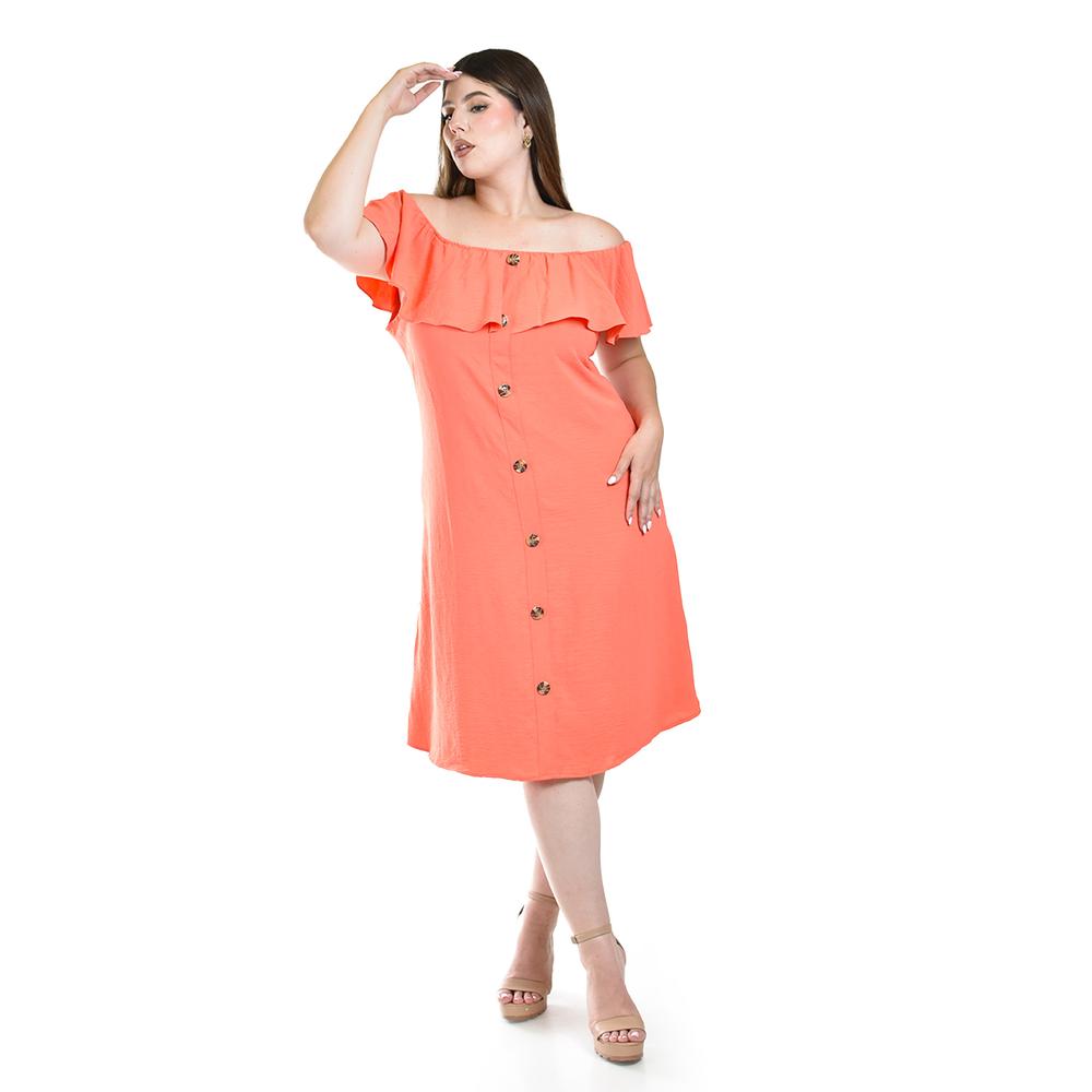Foto 5 pulgar | Vestido con Botones Roman Fashion Coral