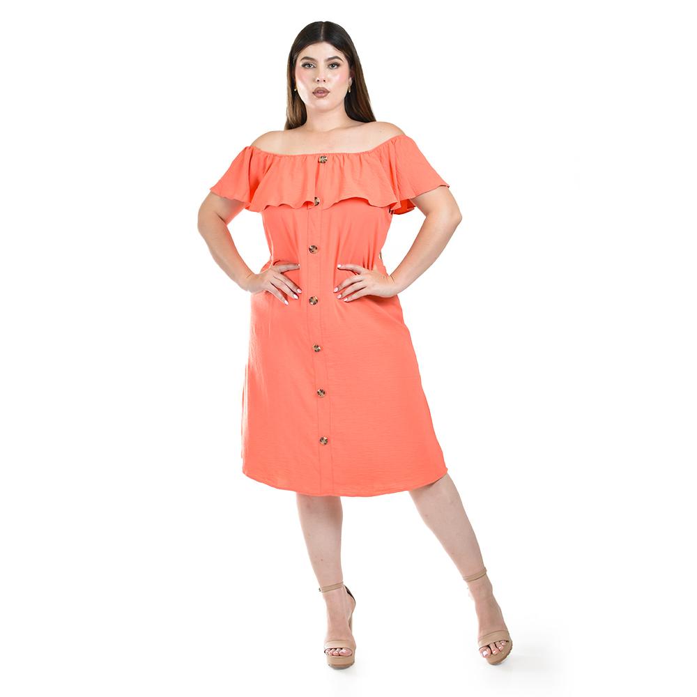 Foto 6 pulgar | Vestido con Botones Roman Fashion Coral