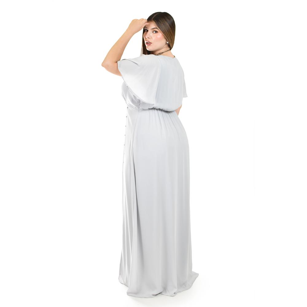 Foto 4 pulgar | Vestido Largo Roman Fashion Gris