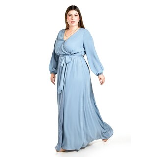 Foto 2 | Vestido de Manga Larga Roman Fashion Azul para Mujer