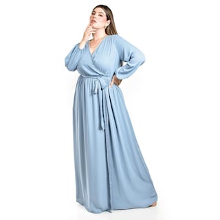 Foto 4 | Vestido de Manga Larga Roman Fashion Azul para Mujer
