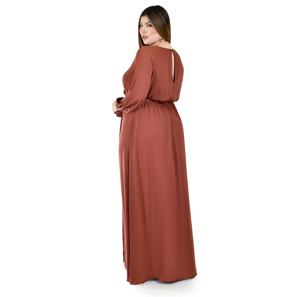 Foto 3 | Vestido de Manga Larga Roman Fashion Café para Mujer