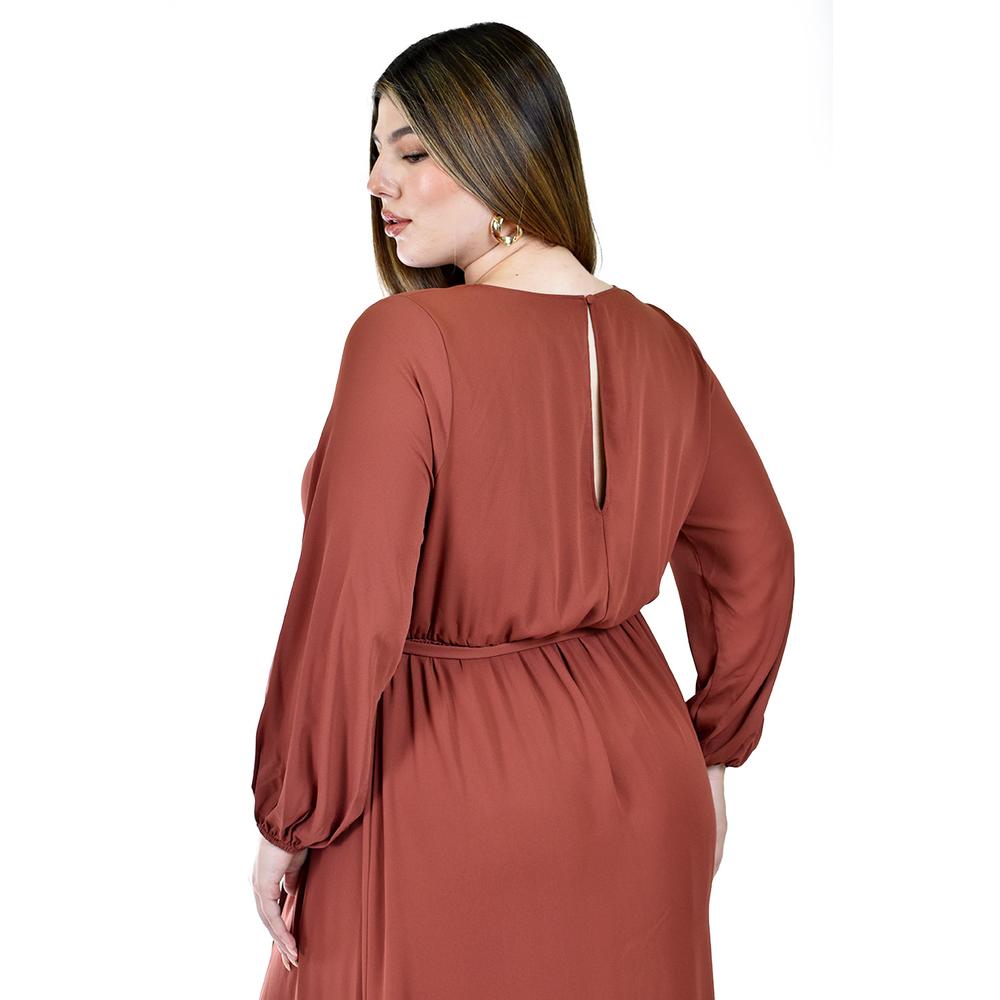 Foto 4 | Vestido de Manga Larga Roman Fashion Café para Mujer