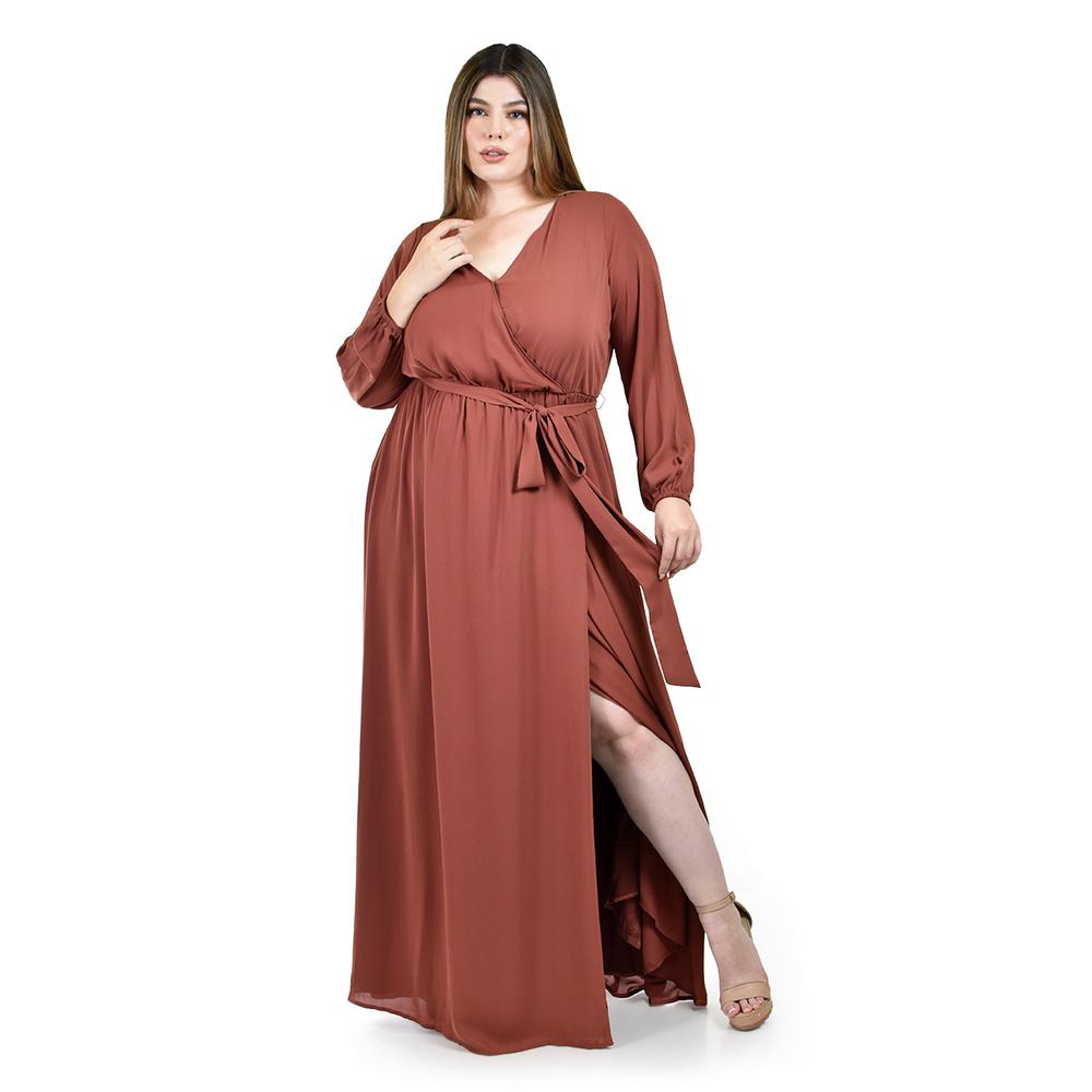 Foto 5 | Vestido de Manga Larga Roman Fashion Café para Mujer