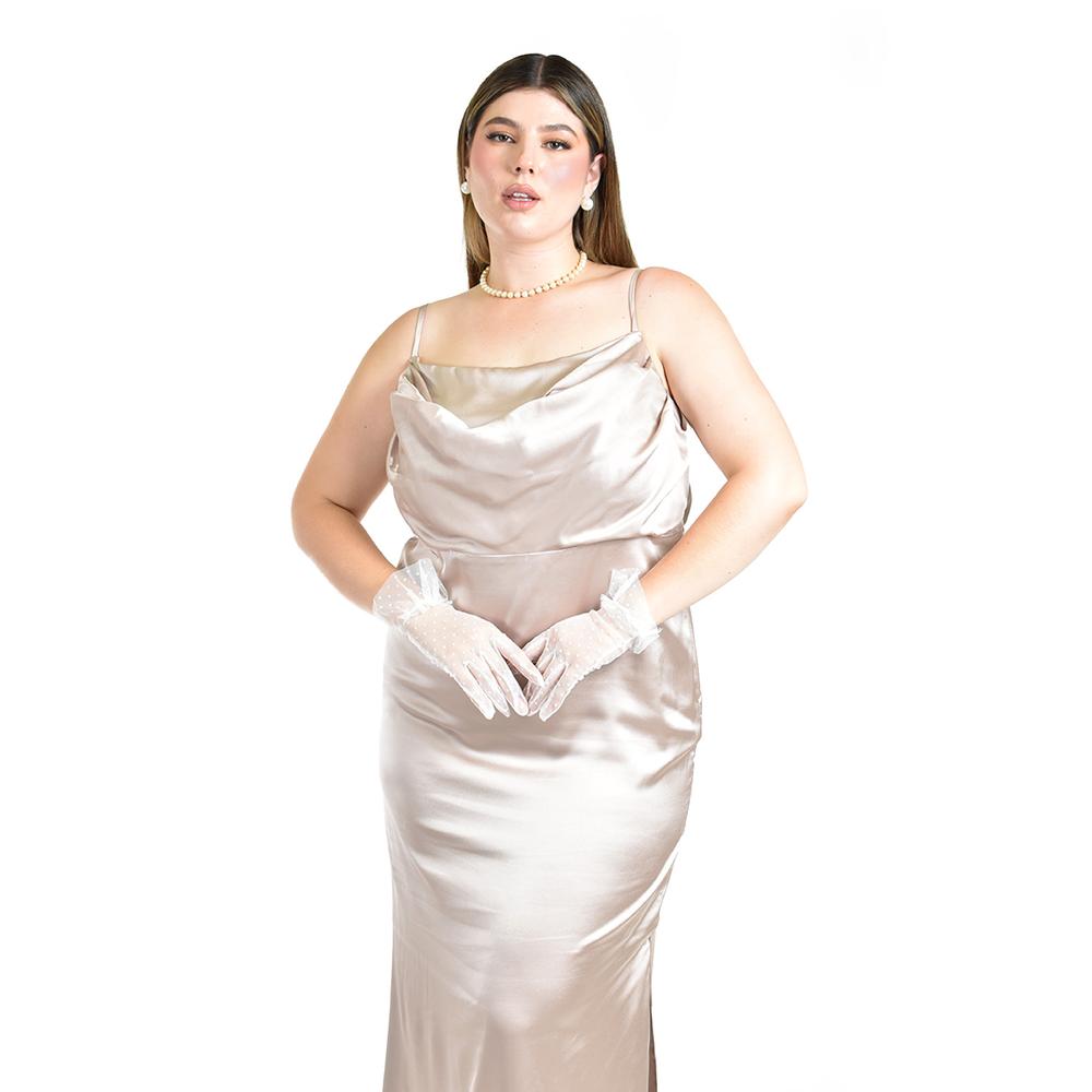 Foto 5 | Vestido de Escote Drapeado Roman Fashion Beige para Mujer