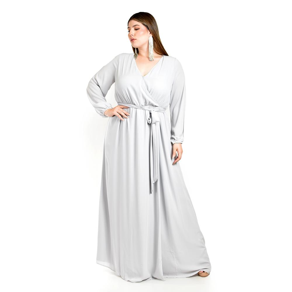 Foto 5 | Vestido de Manga Larga Roman Fashion Gris para Mujer