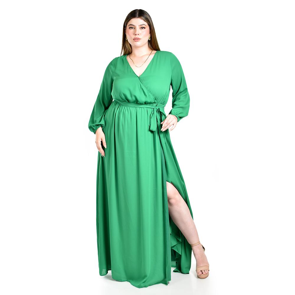 Foto 1 | Vestido de Manga Larga Roman Fashion Verde para Mujer