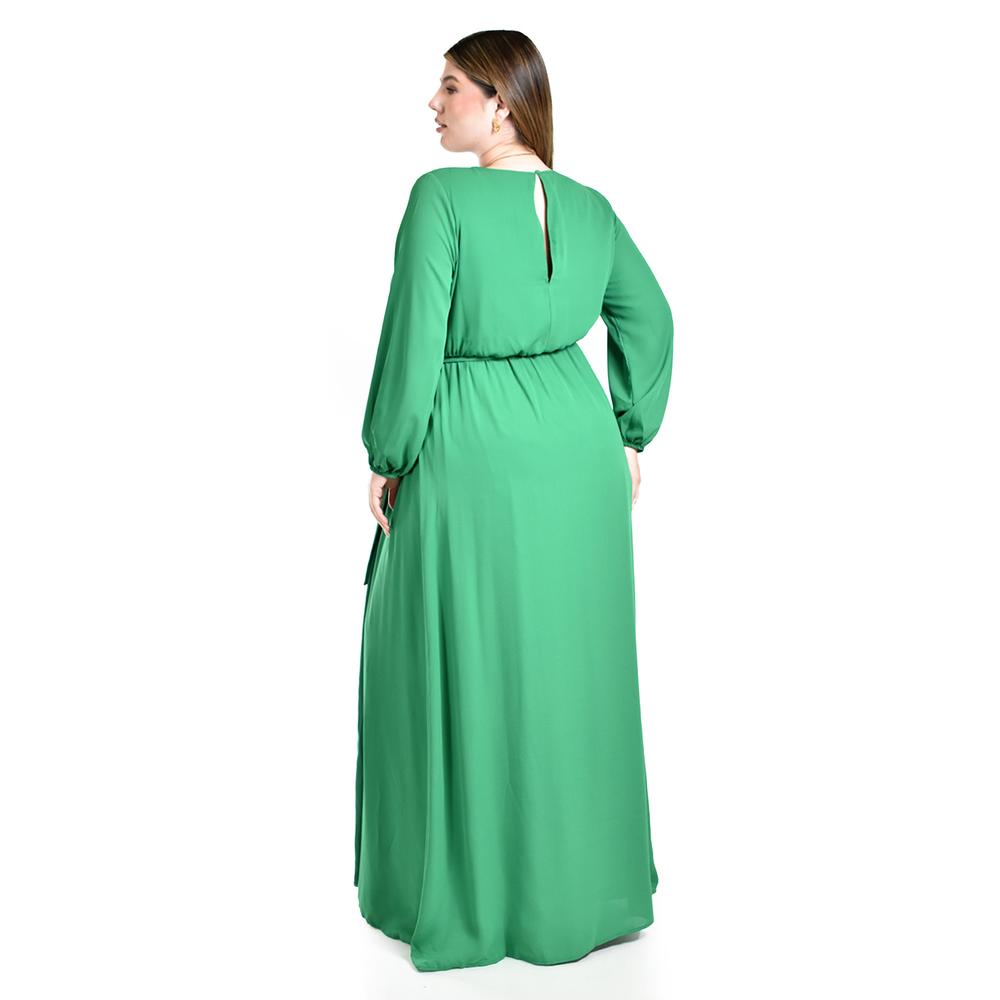 Foto 4 pulgar | Vestido de Manga Larga Roman Fashion Verde para Mujer