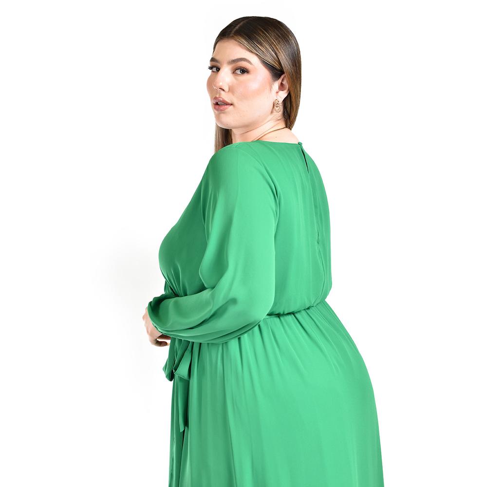 Foto 5 pulgar | Vestido de Manga Larga Roman Fashion Verde para Mujer