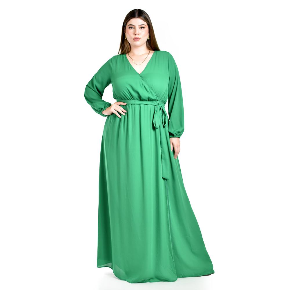 Foto 6 pulgar | Vestido de Manga Larga Roman Fashion Verde para Mujer