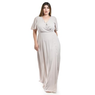 Foto 1 | Vestido Largo con Abertura Roman Fashion Beige para Mujer