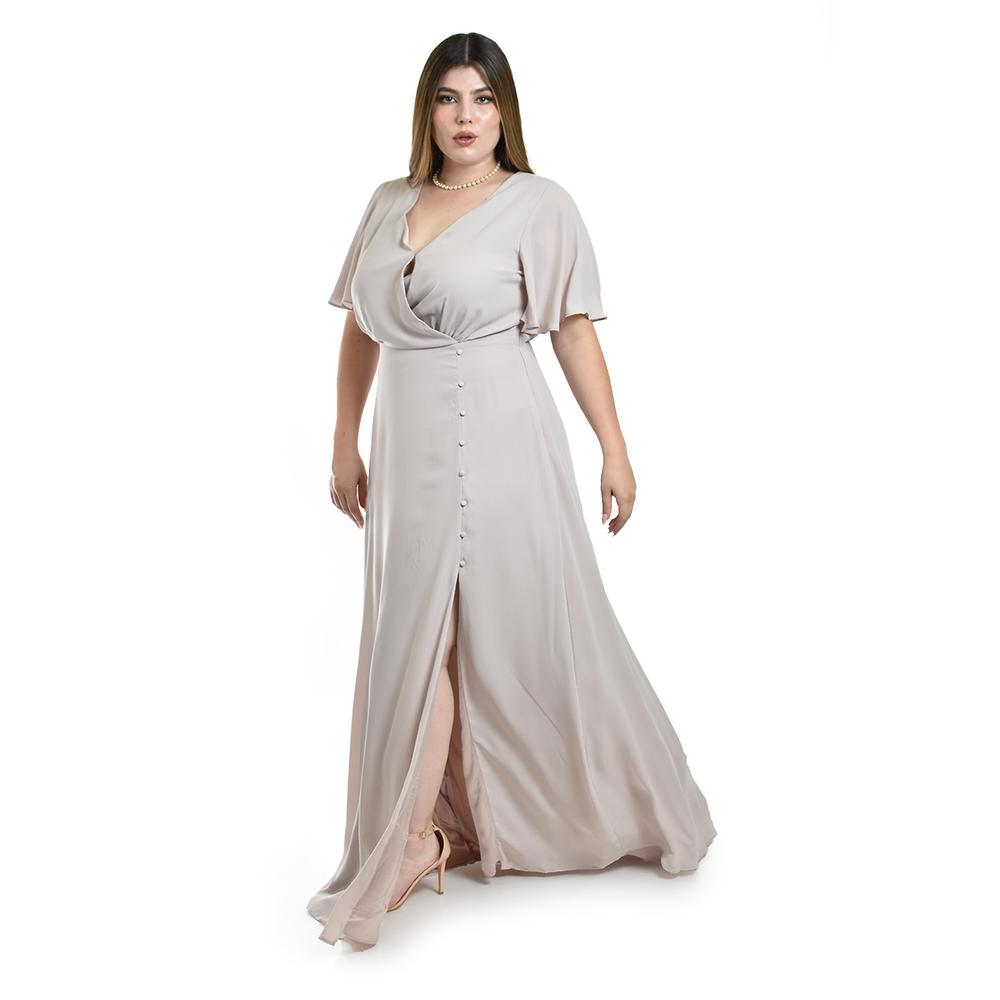 Foto 2 | Vestido Largo con Abertura Roman Fashion Beige para Mujer